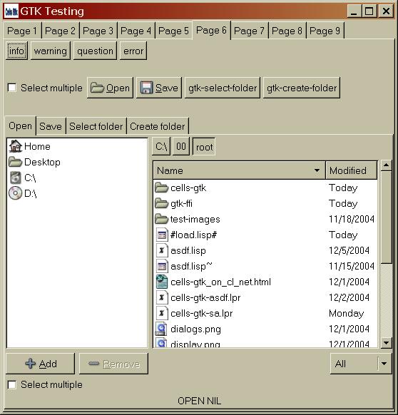 win32 version of Dialogs pane