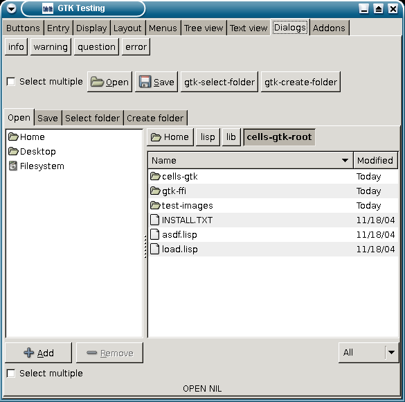 Gtk Dialog screenshot