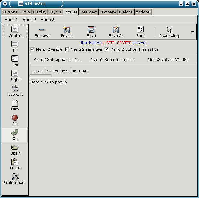 Gtk menu screenshot